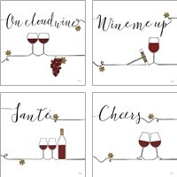 Framed 'Underlined Wine 4 Piece Art Print Set' border=