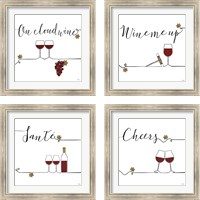 Framed 'Underlined Wine 4 Piece Framed Art Print Set' border=