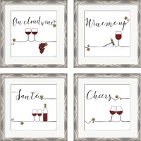 Framed 'Underlined Wine 4 Piece Framed Art Print Set' border=