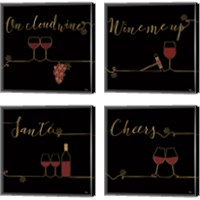 Framed 'Underlined Wine Black 4 Piece Canvas Print Set' border=