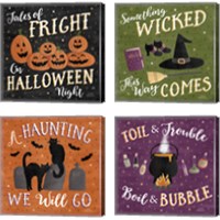 Framed 'Haunted Halloween 4 Piece Canvas Print Set' border=