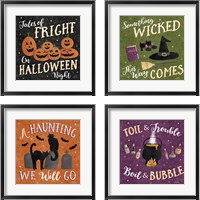 Framed 'Haunted Halloween 4 Piece Framed Art Print Set' border=