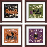 Framed 'Haunted Halloween 4 Piece Framed Art Print Set' border=