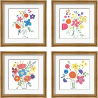 Framed 'Floral Medley 4 Piece Framed Art Print Set' border=