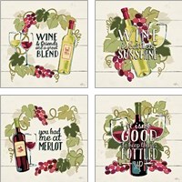 Framed 'Wine and Friends 4 Piece Art Print Set' border=