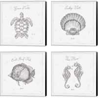 Framed 'Underwater Life 4 Piece Canvas Print Set' border=