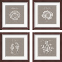 Framed 'Underwater Life Greige 4 Piece Framed Art Print Set' border=