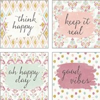 Framed 'Soft Deco Words 4 Piece Art Print Set' border=