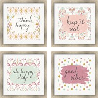 Framed 'Soft Deco Words 4 Piece Framed Art Print Set' border=