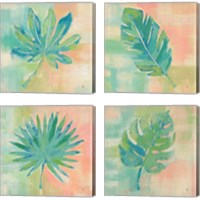 Framed 'Beach Cove Leaves 4 Piece Canvas Print Set' border=