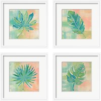 Framed 'Beach Cove Leaves 4 Piece Framed Art Print Set' border=