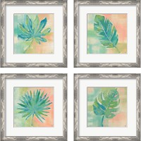 Framed 'Beach Cove Leaves 4 Piece Framed Art Print Set' border=