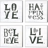 Framed 'Gray Hearts 4 Piece Canvas Print Set' border=