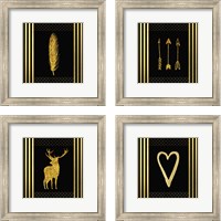 Framed 'Black & Gold 4 Piece Framed Art Print Set' border=