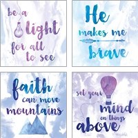 Framed 'Words of Faith 4 Piece Art Print Set' border=