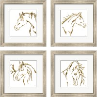 Framed 'Gilded Horse 4 Piece Framed Art Print Set' border=