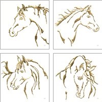 Framed 'Gilded Horse 4 Piece Art Print Set' border=
