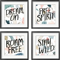 Framed 'April Showers Inspiration 4 Piece Framed Art Print Set' border=