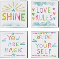 Framed 'Unicorn Magic 4 Piece Canvas Print Set' border=