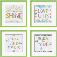 Framed 'Unicorn Magic 4 Piece Framed Art Print Set' border=