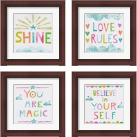 Framed 'Unicorn Magic 4 Piece Framed Art Print Set' border=