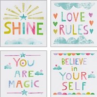 Framed 'Unicorn Magic 4 Piece Art Print Set' border=