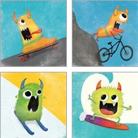 Framed 'Xtreme Monsters 4 Piece Art Print Set' border=