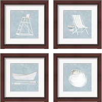 Framed 'Serene Seaside 4 Piece Framed Art Print Set' border=