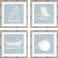 Framed 'Serene Seaside 4 Piece Framed Art Print Set' border=