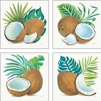 Framed 'Coconut Palm 4 Piece Art Print Set' border=