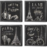Framed 'Vive Paris 4 Piece Canvas Print Set' border=