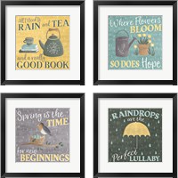 Framed 'Smitten With Spring 4 Piece Framed Art Print Set' border=