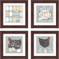 Framed 'Fresh Eggs 4 Piece Framed Art Print Set' border=