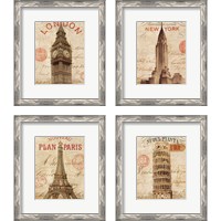 Framed 'Letter from City 4 Piece Framed Art Print Set' border=