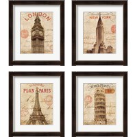 Framed 'Letter from City 4 Piece Framed Art Print Set' border=