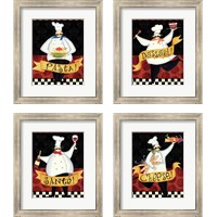 Framed 'Bon Appetit 4 Piece Framed Art Print Set' border=