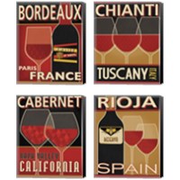 Framed 'Wine Selection 4 Piece Canvas Print Set' border=