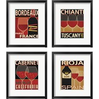 Framed 'Wine Selection 4 Piece Framed Art Print Set' border=