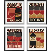 Framed 'Wine Selection 4 Piece Framed Art Print Set' border=