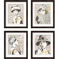 Framed 'Fashion Week Paris Halftone 4 Piece Framed Art Print Set' border=