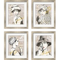 Framed 'Fashion Week Paris Halftone 4 Piece Framed Art Print Set' border=