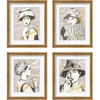 Framed 'Fashion Week Paris Halftone 4 Piece Framed Art Print Set' border=