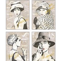 Framed 'Fashion Week Paris Halftone 4 Piece Art Print Set' border=