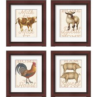 Framed 'Farm Animal 4 Piece Framed Art Print Set' border=