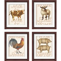 Framed 'Farm Animal 4 Piece Framed Art Print Set' border=