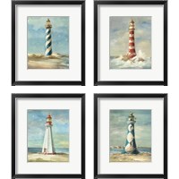 Framed 'Lighthouse 4 Piece Framed Art Print Set' border=