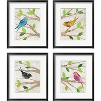 Framed 'Birds in Spring 4 Piece Framed Art Print Set' border=