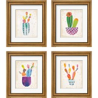 Framed 'Collage Cactus 4 Piece Framed Art Print Set' border=