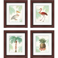 Framed 'Flamingo Tropicale 4 Piece Framed Art Print Set' border=