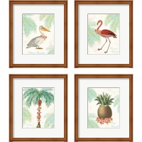Framed 'Flamingo Tropicale 4 Piece Framed Art Print Set' border=